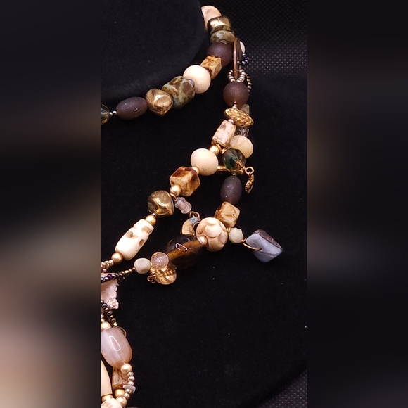 Unique Handcrafted Beaded Boho Tassel Necklace With Charms And Skull Beads - Picture 4 of 7